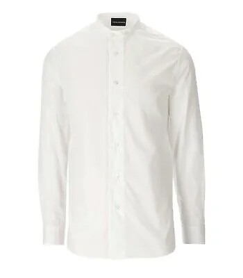 Мужская белая рубашка с воротником-стойкой Emporio Armani
