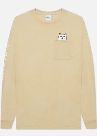 Мужской лонгслив RIPNDIP Lord Nermal Pocket, цвет бежевый, размер M