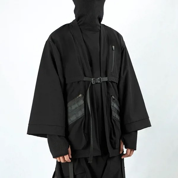 WHYWORKS 21AW ninjawear cyberpunk водонепроницаемая черная легкая куртка techwear темная одежда система molle taoist халат кимоно пальто