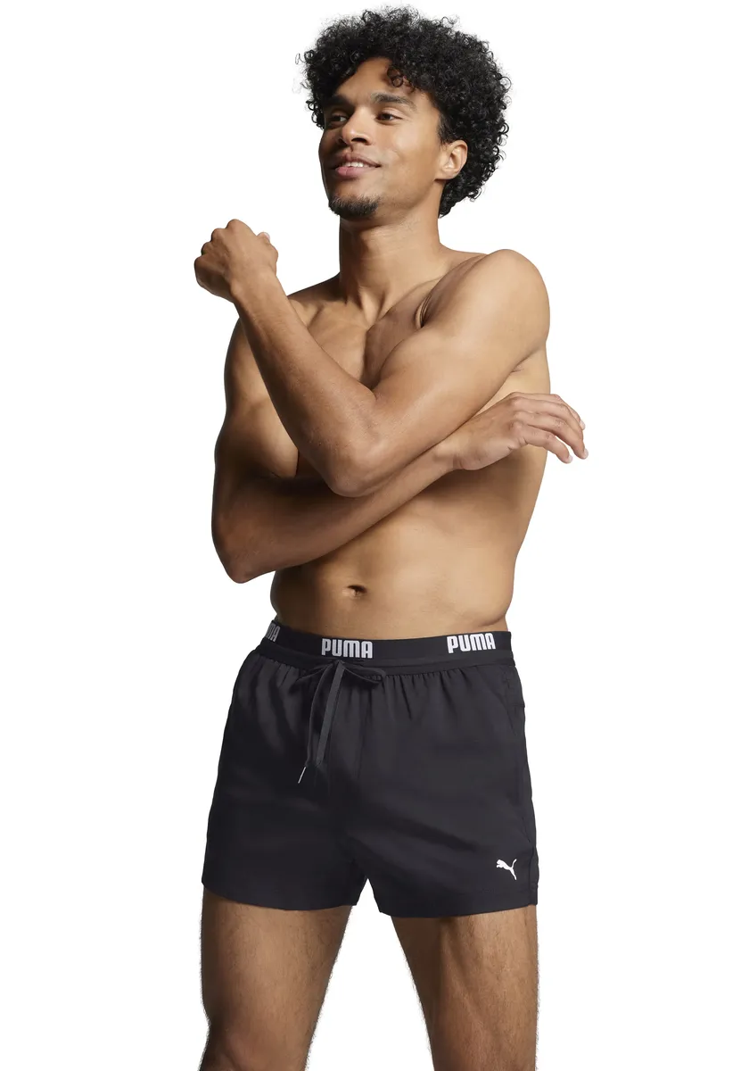 Шорты для плавания PUMA с эластичным поясом с логотипом, черный