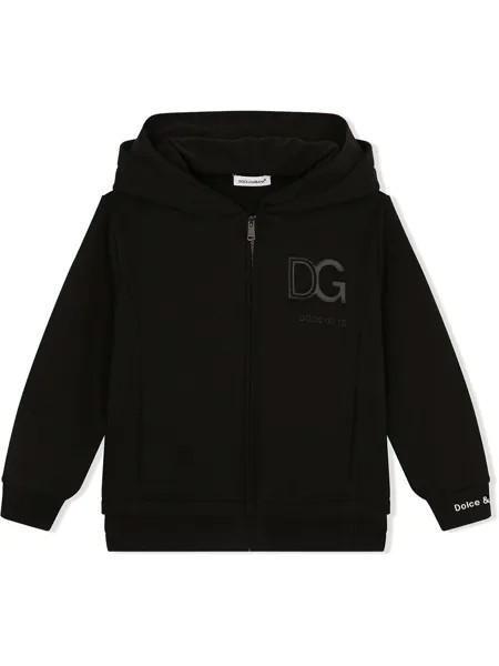 Dolce & Gabbana Kids худи на молнии с нашивкой-логотипом