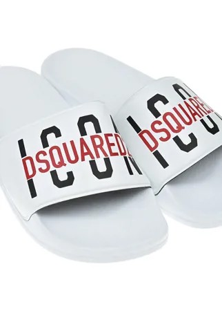 Белые шлепки с логотипом Dsquared2