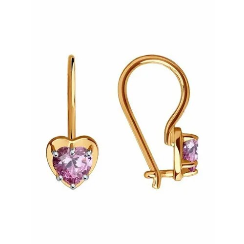Серьги The Jeweller, красное золото, 585 проба, фианит, розовый
