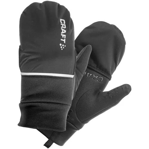 Беговые перчатки-варежки Craft Hybrid Weather, S, Черный