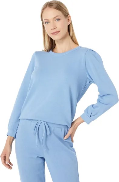 Толстовка Lilla P Garment Dyed Terry Pleated Sleeve Crew Neck Sweatshirt, цвет Slate Blue