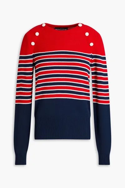 Полосатый хлопковый свитер с пуговицами Boutique Moschino, красный