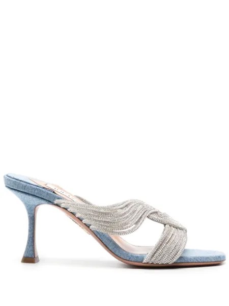 Aquazzura джинсовые мюли Gatsby 75, серебристый