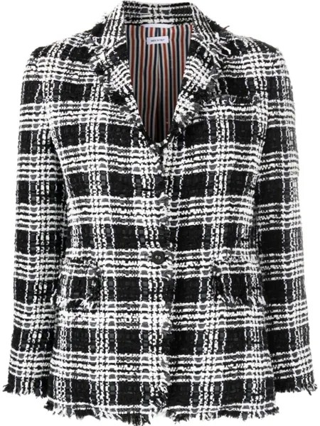 Твидовый жакет в клетку Thom Browne, черный