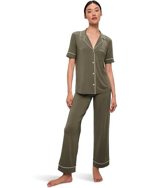 Пижама Eberjey Gisele Pant PJ Set, цвет Moss/Ivory