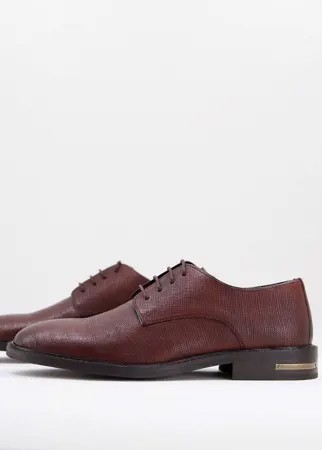 Коричневые туфли дерби из фактурной кожи Walk London Oliver-Коричневый цвет