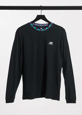 Черный лонгслив New Balance-Черный цвет