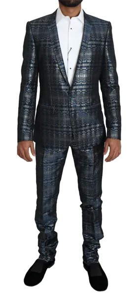 Костюм DOLCE - GABBANA, облегающий костюм из 2 предметов: ЗОЛОТОЙ, Синий, Серебристый, EU46/US36/S. Рекомендуемая розничная цена: 3500 долларов США.