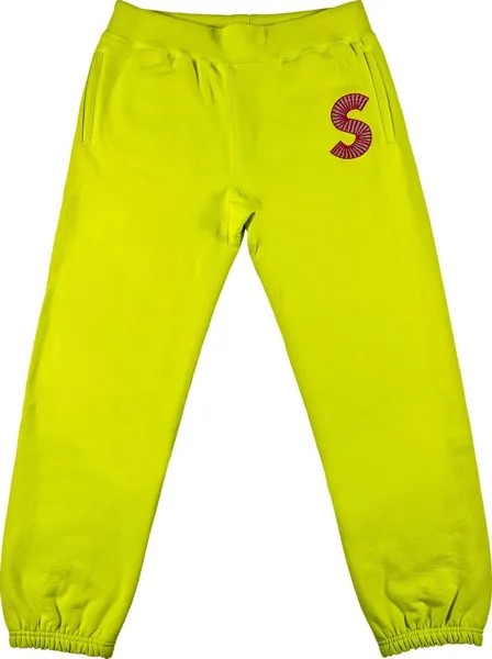 Спортивные брюки Supreme S Logo Sweatpant 'Acid Green', зеленый