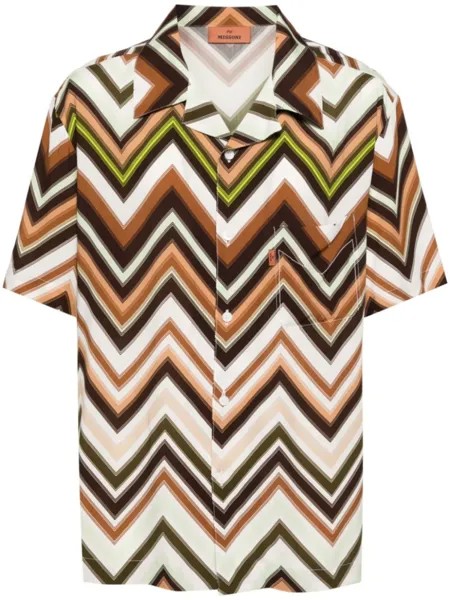 Missoni рубашка с короткими рукавами и узором зигзаг, зеленый