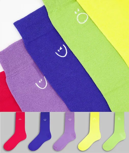 Яркие разноцветные носки с вышивкой New Look-Разноцветный