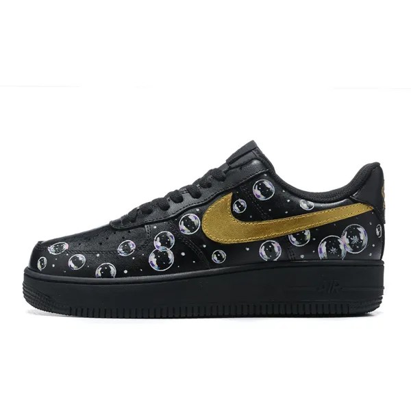 Кроссовки Nike Air Force 1 Skateboarding Shoes Unisex Low-top Black, черный/золотой