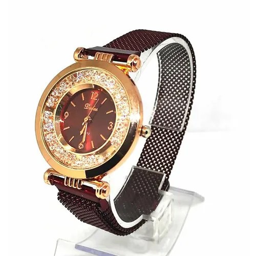 Наручные часы женские Часы наручные женские кварцевые кварцевые, секундомер, бесшумный механизм, бордовый