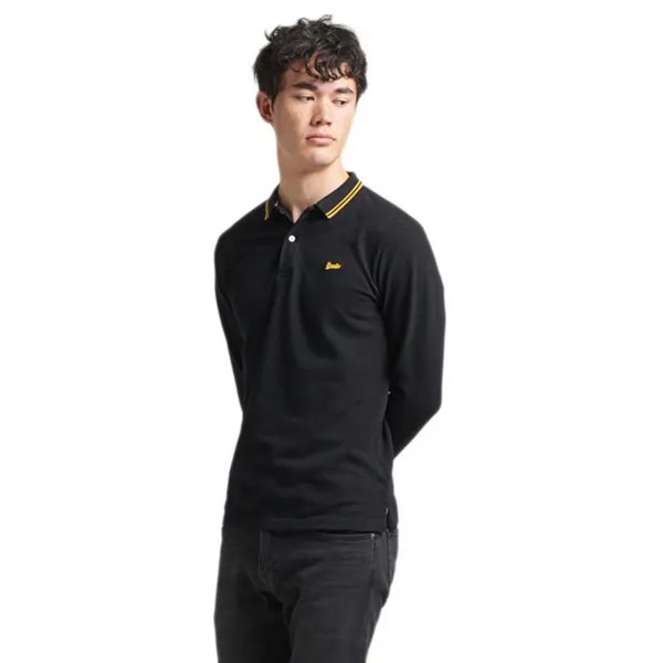 Поло с длинным рукавом Superdry Vintage Tipped, черный