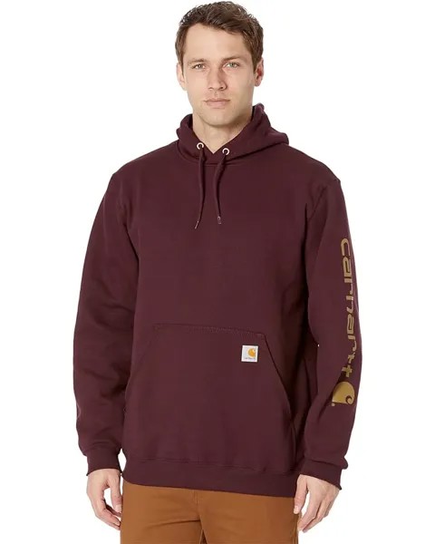 Толстовка Carhartt Midweight Signature Sleeve Logo Hooded, цвет Port