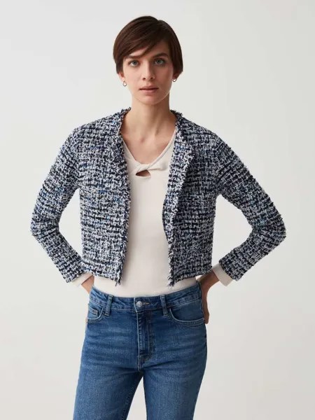 Твидовый кардиган с потертостями Ovs, цвет white/blue