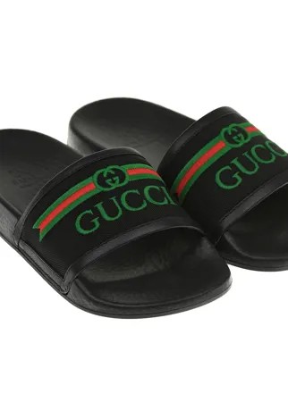 Черные шлепки с логотипом GUCCI