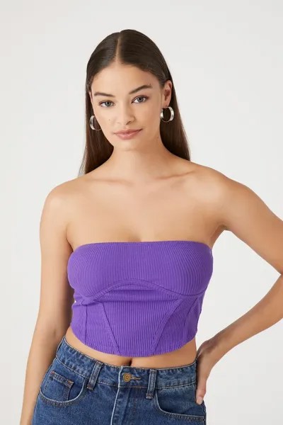 Топ-труба с корсетом в рубчик Forever 21, фиолетовый