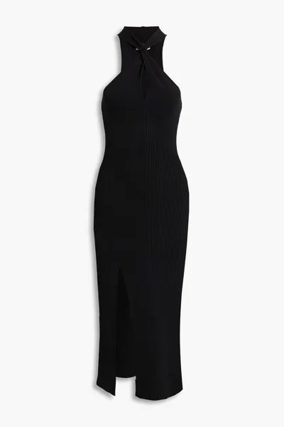 Платье миди Daija перекрученной вязки в рубчик NICHOLAS, черный