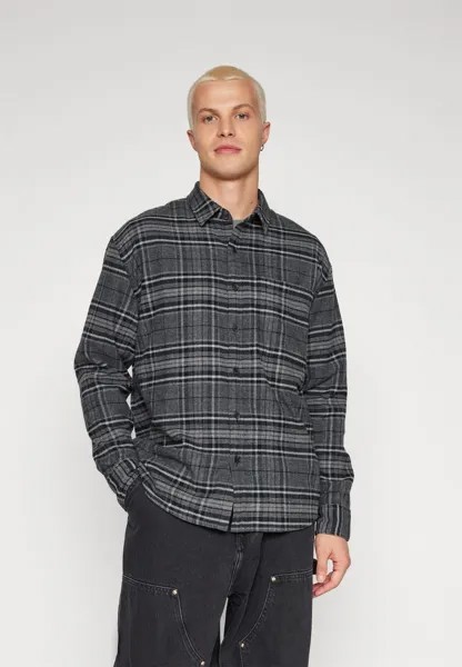 Рубашка FLANNEL BUTTON-UP SHIRT Abercrombie & Fitch, цвет BLACK/GREY PLAID
