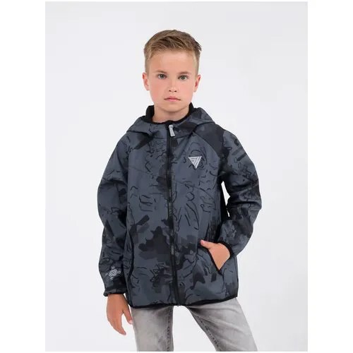 Куртка для мальчика демисезонная, осень, весна, softshell В19042Ф Серый авангард (128)