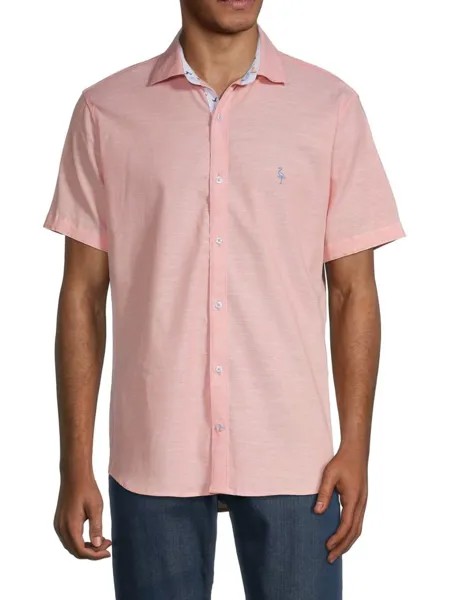Контрастная рубашка на пуговицах с короткими рукавами Tailorbyrd, цвет Sunkist