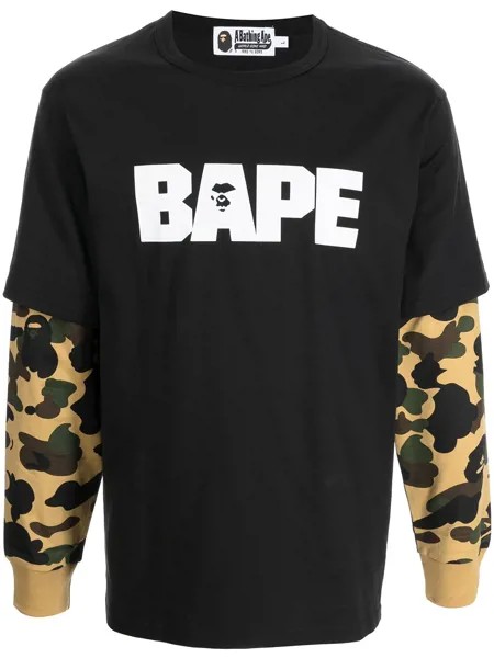 A BATHING APE® многослойная толстовка с камуфляжными рукавами