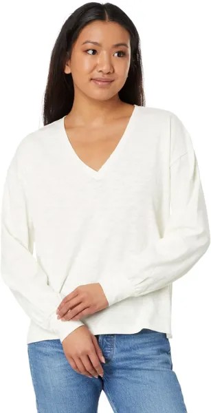 Топ Lilla P Full Sleeve Drop Shoulder V-Neck, экрю