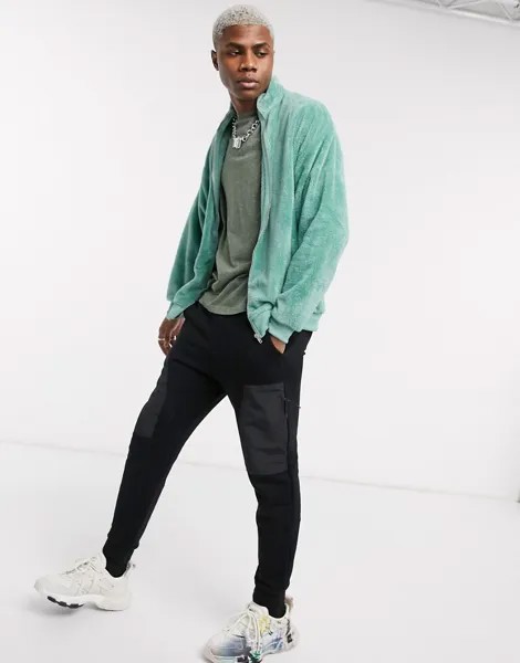 Зеленая флисовая oversized-олимпийка ASOS DESIGN-Зеленый