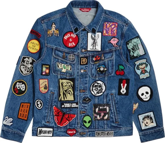 Куртка Supreme Patches Denim Trucker Jacket 'Blue', синий