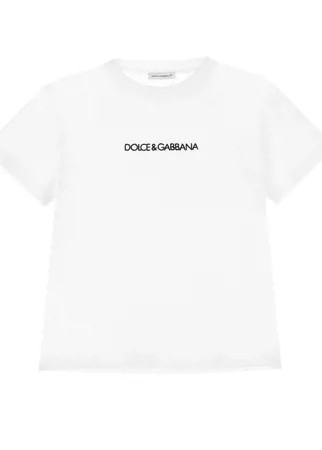 Базовая белая футболка с логотипом Dolce&Gabbana детская