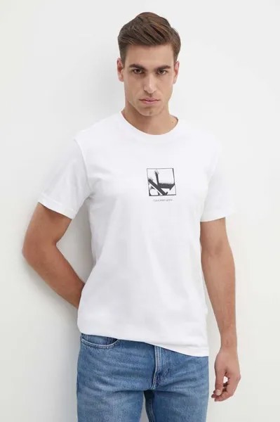 Хлопковая футболка Calvin Klein Jeans, белый