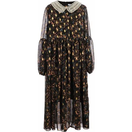 Платье Андерсен, комплект, размер 164, черный, золотой