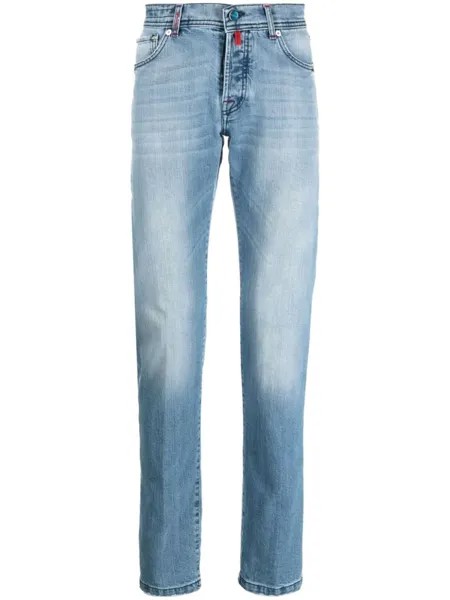 Kiton прямые джинсы с эффектом потертости, синий