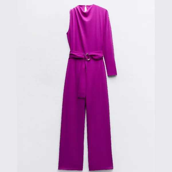 Комбинезон Zara Asymmetric With Belt, сиреневый