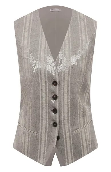 Жилет из вискозы и льна Brunello Cucinelli