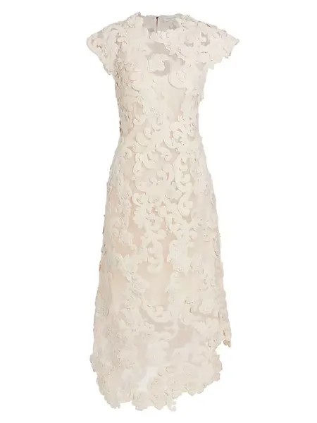 Платье миди с бархатной аппликацией и вышивкой Sensory Motif Zimmermann, цвет macadamia