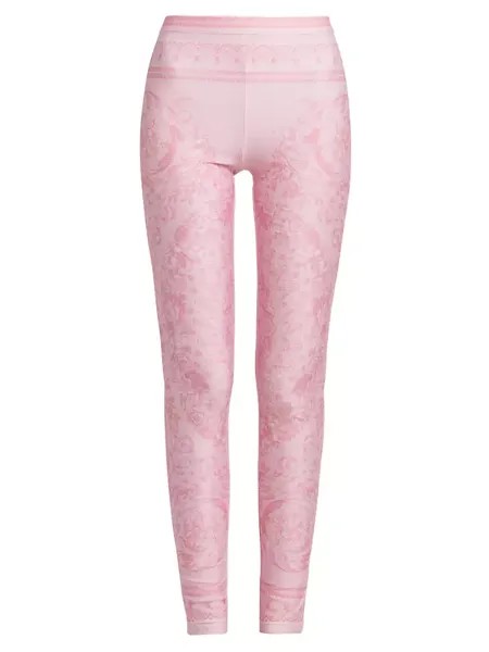 Леггинсы с принтом «Барокко» Versace, цвет pale pink