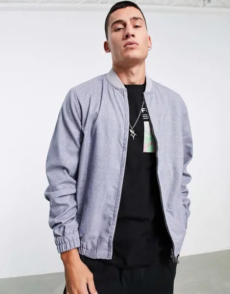 Голубой бомбер в строгом стиле от комплекта ASOS DESIGN