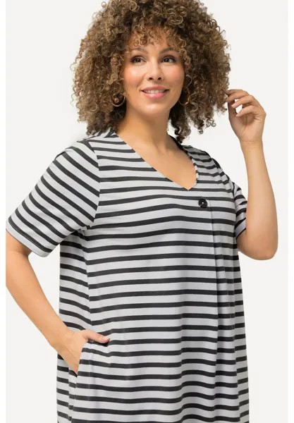Платье из джерси STRIPED SHORT SLEEVE Ulla Popken, серый