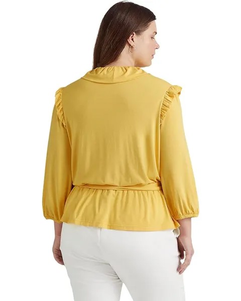 Топ LAUREN Ralph Lauren Plus Size Jersey Belted Peplum Top, цвет Sunfish Yellow