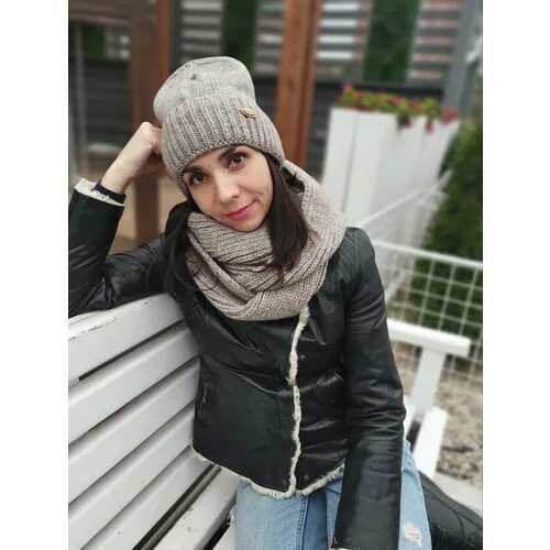 Комплект  Комплект головной убор + аксессуар Helen Style, размер 54-57, коричневый