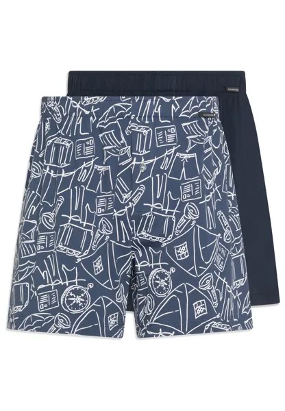 Боксеры Schiesser Boxershorts Single-Jersey, цвет Blau / Dunkelblau