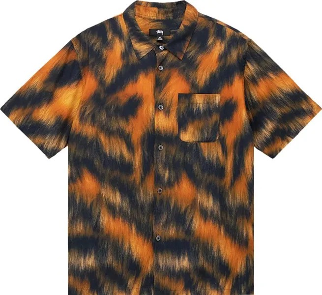 Рубашка Stussy Fur Print Shirt 'Tiger', разноцветный
