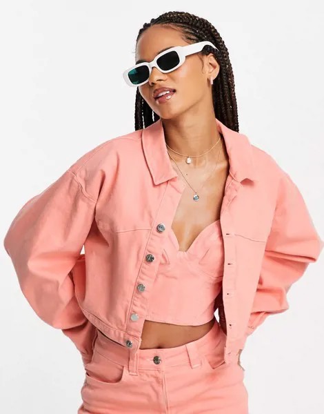 Джинсовая куртка персикового цвета от комплекта ASOS DESIGN-Оранжевый цвет