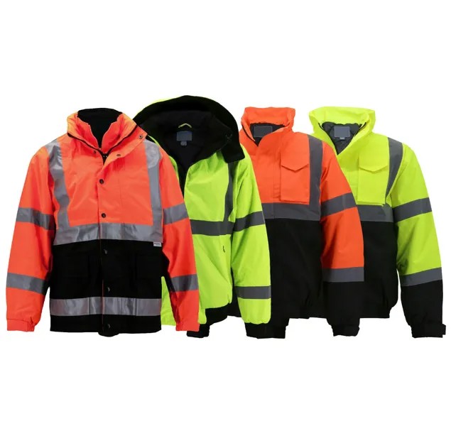 Мужская утепленная неоновая светоотражающая куртка-бомбер для дорожных работ, устойчивая к атмосферным воздействиям